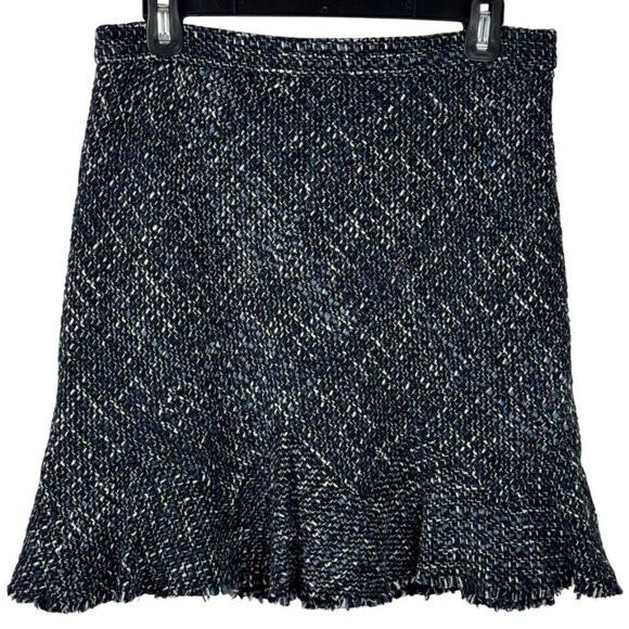 Theory NEW Autumn Tweed Mini Skirt Blue Black White Career Office Classic Sz 6 - Picture 1 of 10